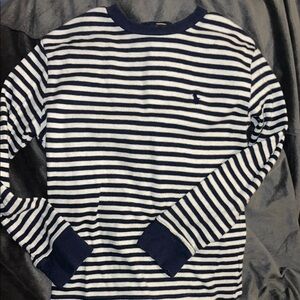 Ralph Lauren Blue and White Crewneck Sweater